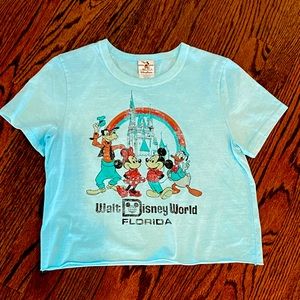 Women’s Disney World cropped tee shirt light blue New never worn size XS